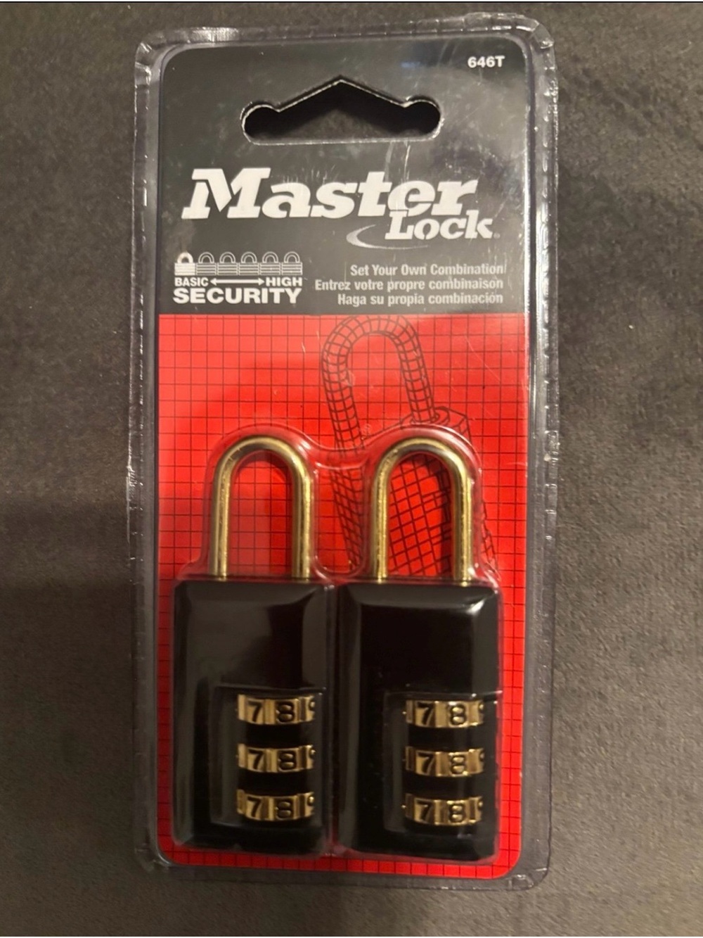 Master Lock Black & Gold Combination Padlocks - Double Pack (Sealed)